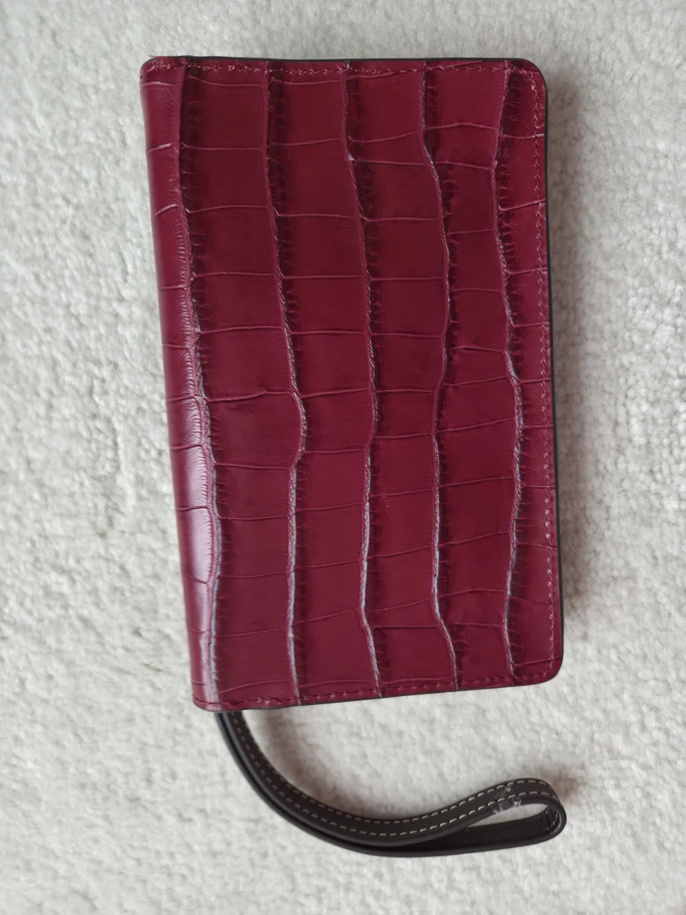 Dooney & Bourke Wine Croc-Embossed Leather Wristlet